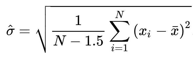 Approximation pour un écart d'échantillon non biaisé