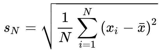 असंशोधित नमूना मानक विचलन की परिभाषा